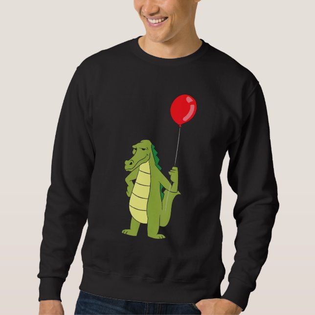 Sudadera Alligador con cumpleaños de cocodrilo en globo (Anverso)