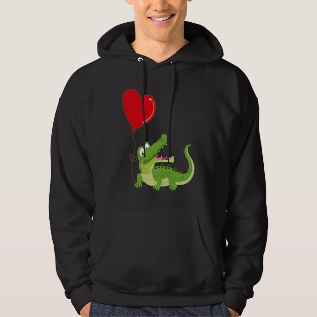 Sudadera Alligators With Heart Balloon Valentines Day Love  (Anverso)