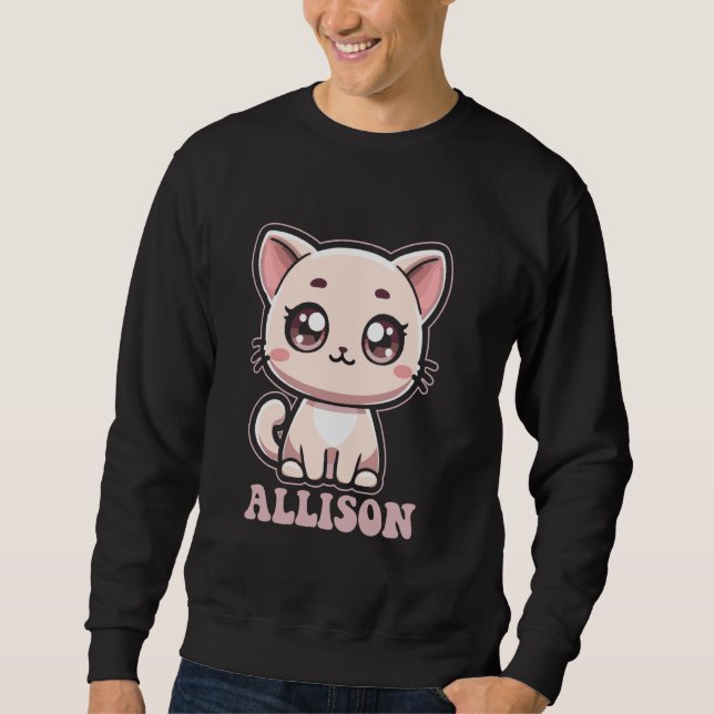 Sudadera Allison Cute Kitty Cat Design para Chicas Nombre A (Anverso)