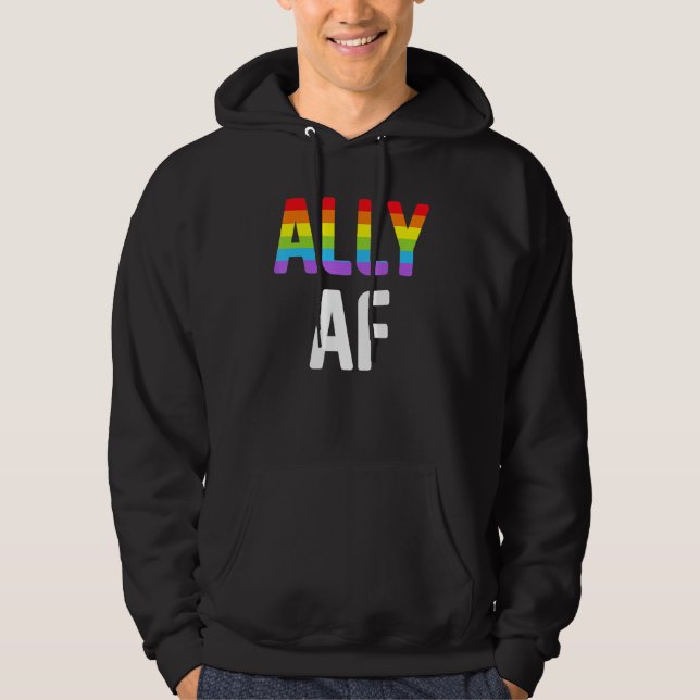 Sudadera Ally AF LGBTQ Lesbian Gay Pride Support Advocate M (Anverso)