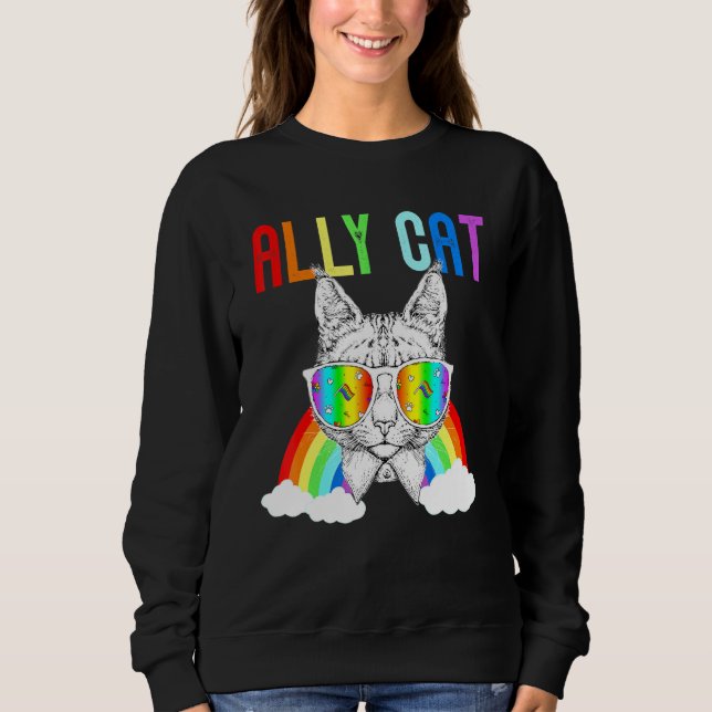 Sudadera Ally Cat Arcoiris gafas de sol Lgbt Gay Pride Kitt (Anverso)
