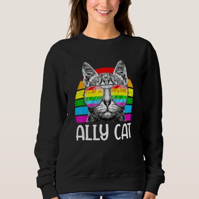 Sudadera Ally Cat Arcoiris gafas de sol Lgbt Gay Pride Kitt (Anverso)
