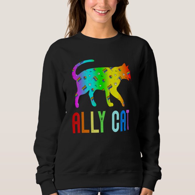 Sudadera Ally Cat Arcoiris gafas de sol Lgbt Orgullo Gay Le (Anverso)