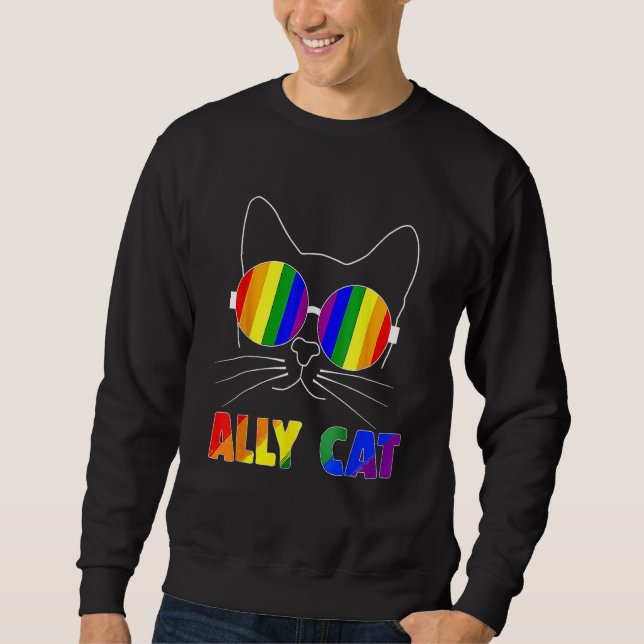 Sudadera Ally Cat LGBT Gay Rainbow Pride Flag Sunflower LGB (Anverso)