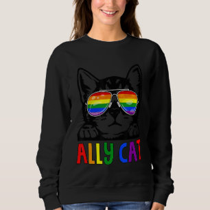 Sudadera Ally Cat Orgullo Mes Recto Aliado Gay Lgbtq Lgbt