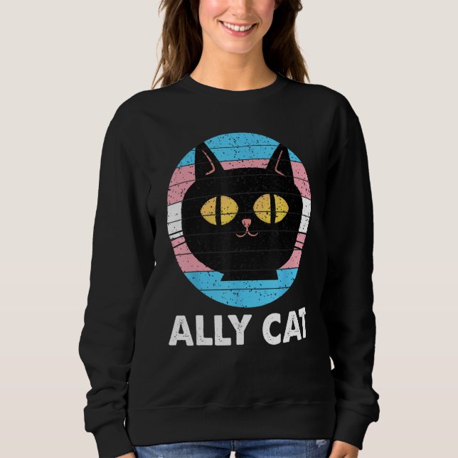 Sudadera Ally Cat Transgender Pride  Cat Kitten LGBT Trans  (Anverso)