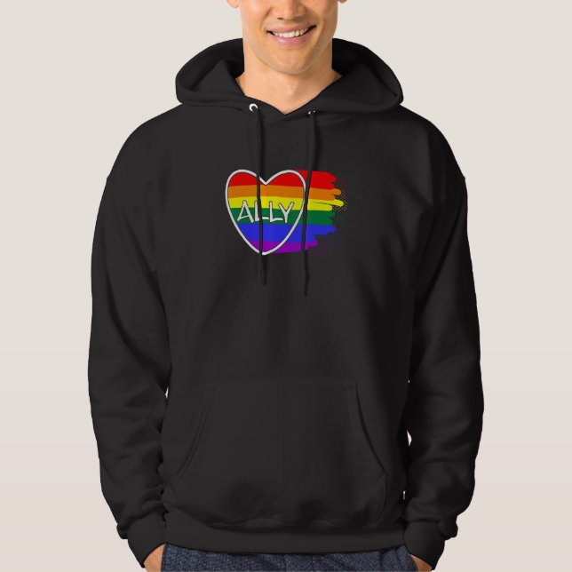 Sudadera Ally Heart Love Pride Mes Lgbtq Lesbian Gay Bise (Anverso)