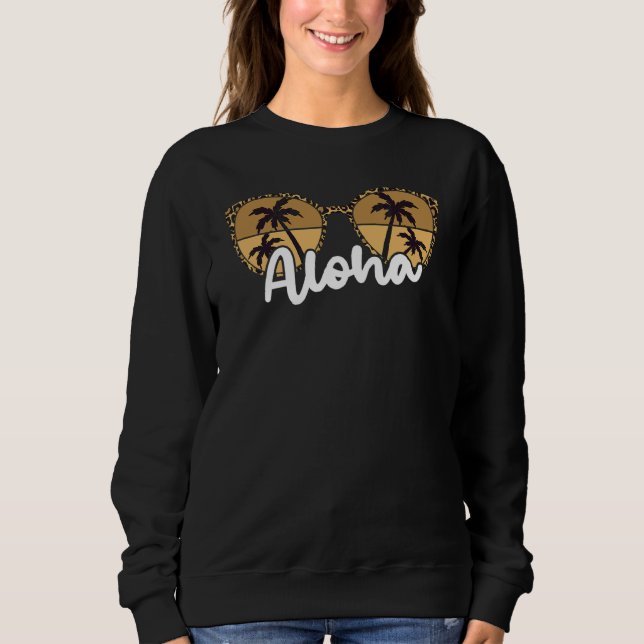 Sudadera Aloha Beaches Leopard Pattern Gafas de sol Palm Tr (Anverso)