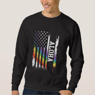 Sudadera Aloha Estados Unidos presiona arcoiris con bandera