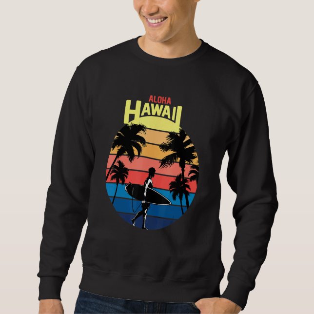 Sudadera Aloha Hawaii Guay Hawaii Retro Sunset Palm Tree (Anverso)