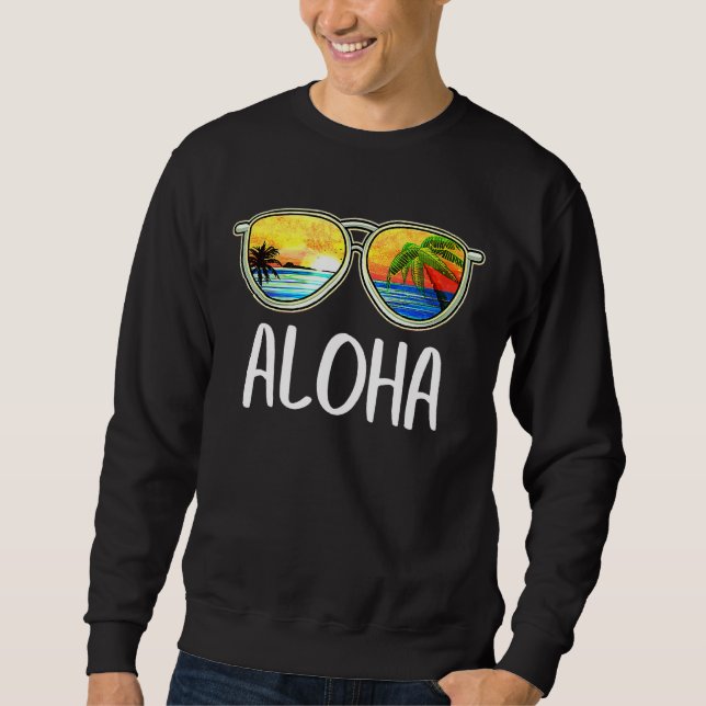 Sudadera Aloha Hawaii Hawaii Isla Hawái Gafas de sol Palmer (Anverso)