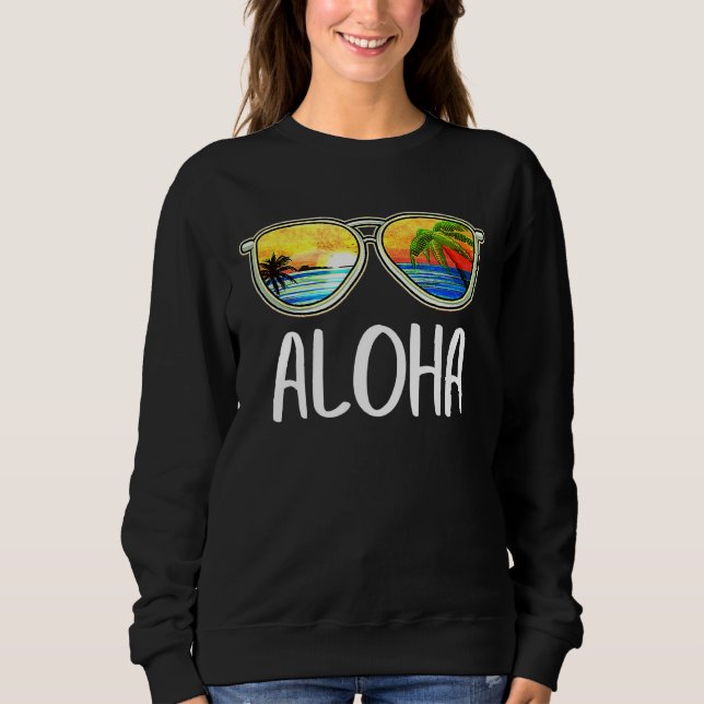 Sudadera Aloha Hawaii Hawaii Isla Hawái Gafas de sol Palmer (Anverso)
