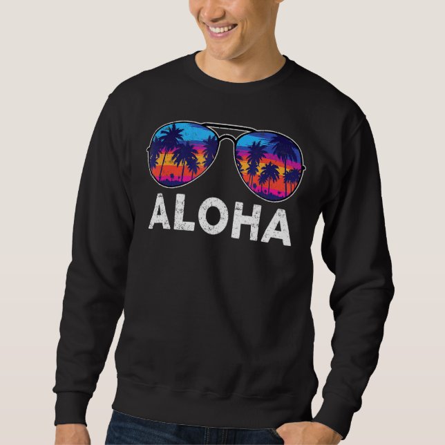 Sudadera Aloha Hawaii Hawaii Isla Hawái Gafas de sol Palmer (Anverso)