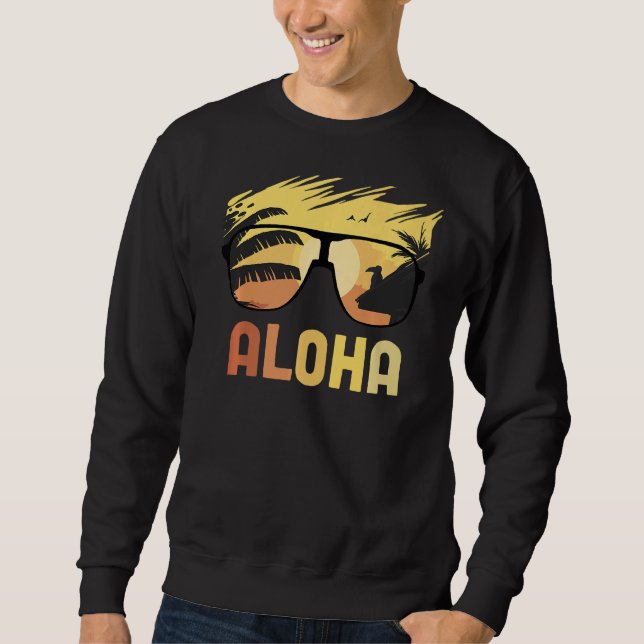 Sudadera Aloha Hawaii Hawaii Isla Hawái Gafas de sol Palmer (Anverso)
