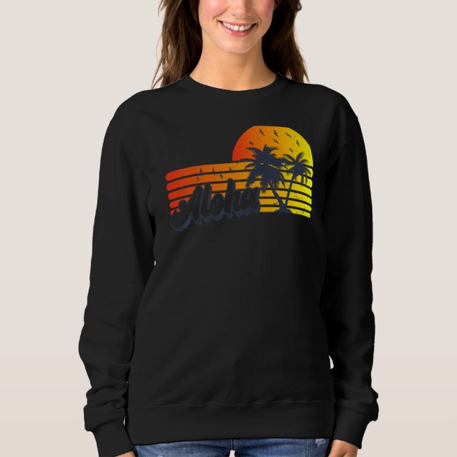 Sudadera Aloha Hawaii Hawaii Isla Hawaii Palm Trees Beach V (Anverso)