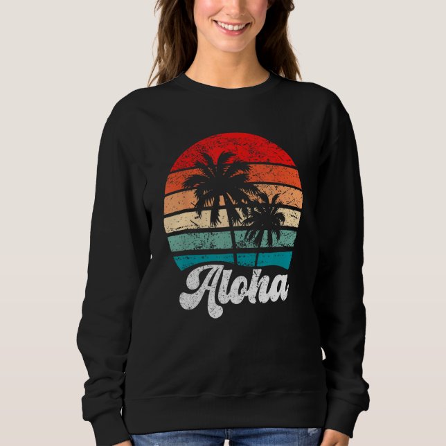 Sudadera Aloha Hawaii Hawaiian Island Palm Tree Beach Retro (Anverso)