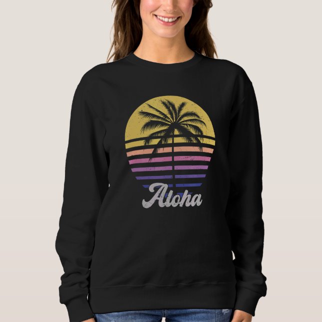 Sudadera Aloha Hawaii Isla Hawaii Palm Tree Beach Vint (Anverso)