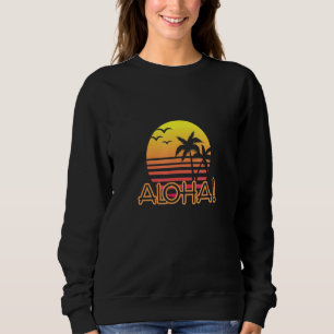 Sudadera Aloha Hawaii Island Sunset Con Palm En La Playa