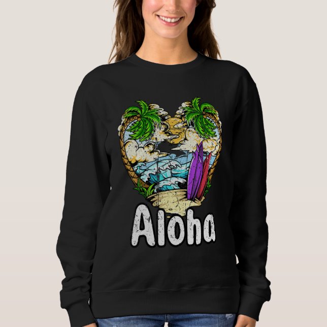 Sudadera Aloha Hawaii Surfing Retro Sunset 25 (Anverso)