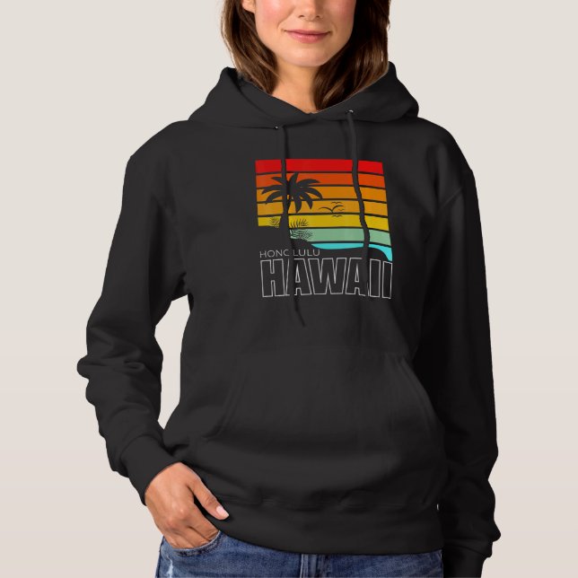 Sudadera Aloha Hawaiian Beach Palm Trees Verano Retro Honol (Anverso)