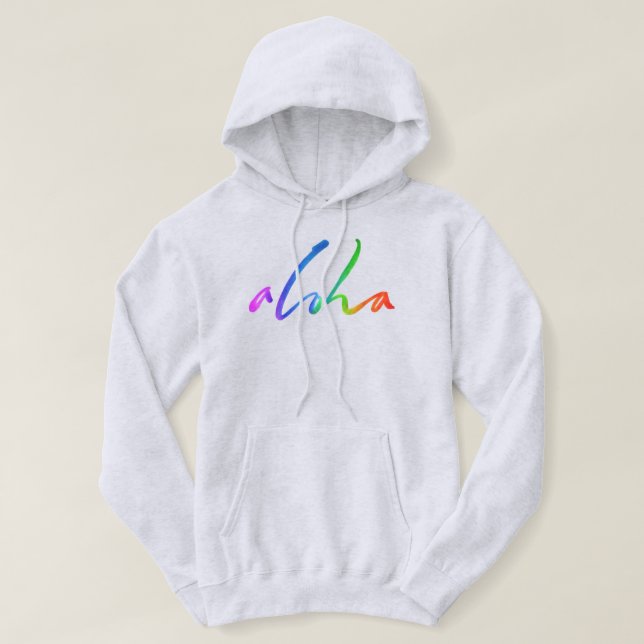 Sudadera Aloha - Letras de mano tropical - Hawaii Hawai'i (Diseño del anverso)
