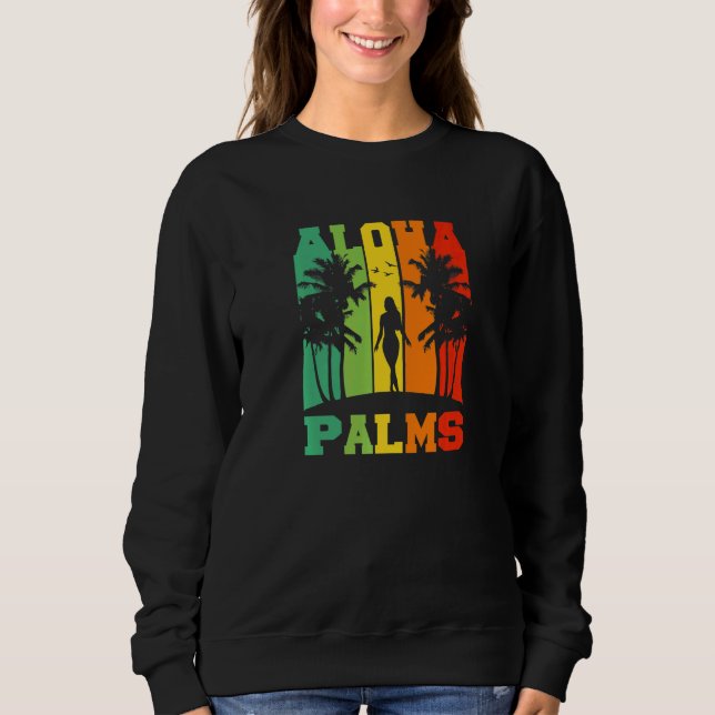 Sudadera Aloha Palms Tropical Island Tiki Party Hawaii (Anverso)