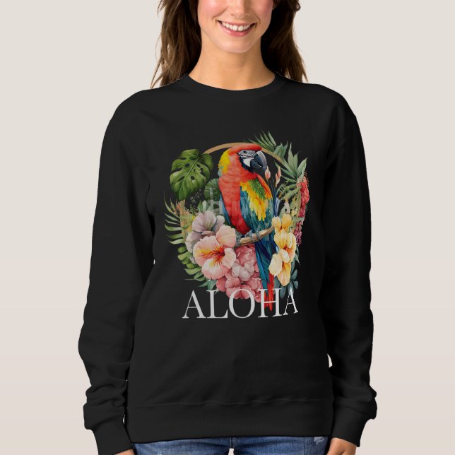 Sudadera Aloha Parrot Tropical Bird Vacation Beach Flower H (Anverso)