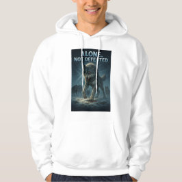 Sudadera Alone, Not Defeated | Motivational Wolf Art