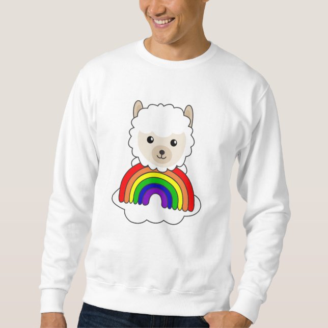 Sudadera Alpaca Arcoiris Dulce Animales Coloridos Dulces (Anverso)