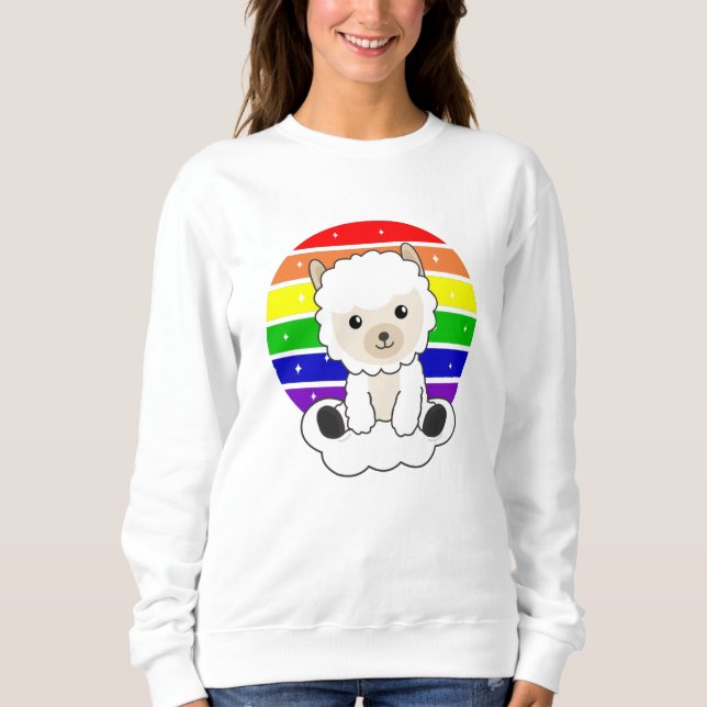 Sudadera Alpaca Arcoiris Dulce Animales Coloridos Dulces (Anverso)