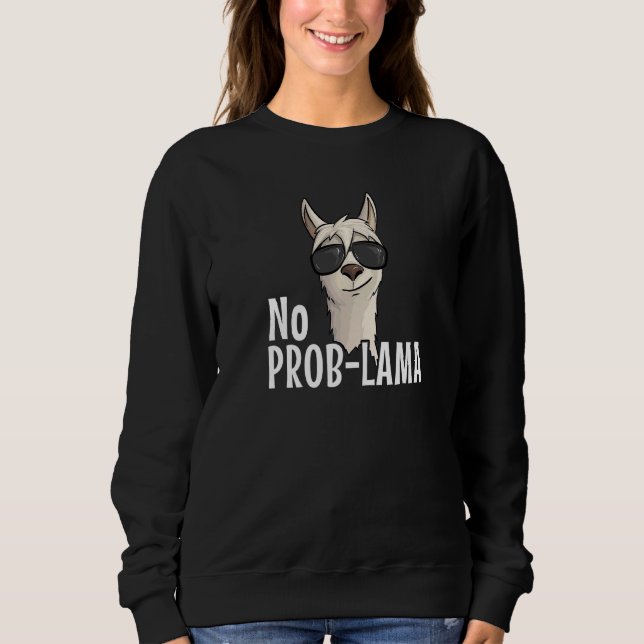 Sudadera Alpaca Con Gafas De Sol No Prob Lama Hipster Lama (Anverso)