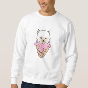 Sudadera Alpaca Crema De Hielo Rosa Waffle Cute Animales Al