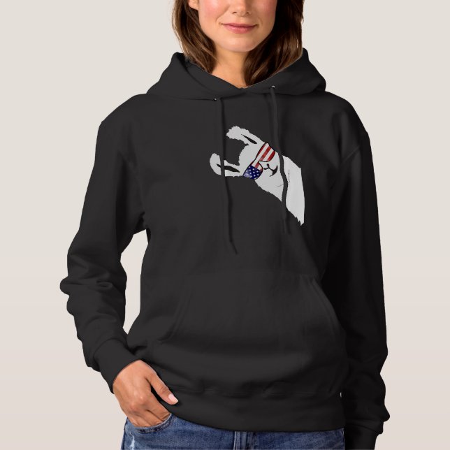 Sudadera Alpaca Llama Con Gafas De Sol De Bandera Estadouni (Anverso)