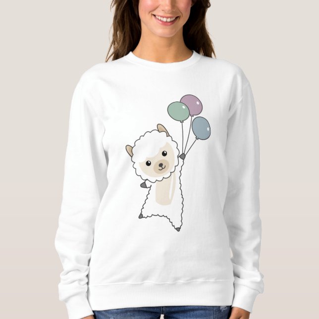 Sudadera Alpaca Mosca Con Globos Animales Dulces Para (Anverso)