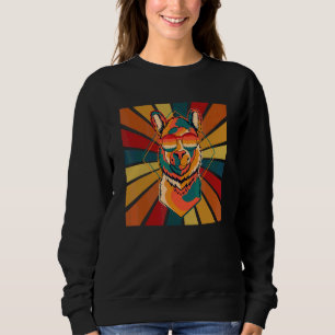 Sudadera Alpaca Retro Divertida Con Gafas De Sol Diseño Col