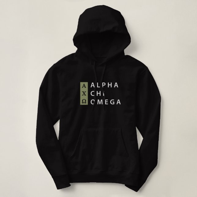 Sudadera Alpha Chi Omega | Logotipo apilado (Diseño del anverso)