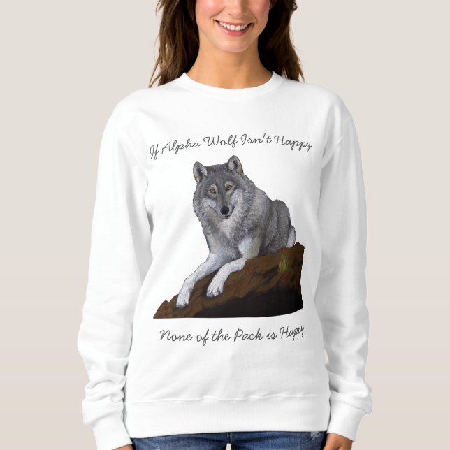Sudadera Alpha Wolf no es feliz (Anverso)