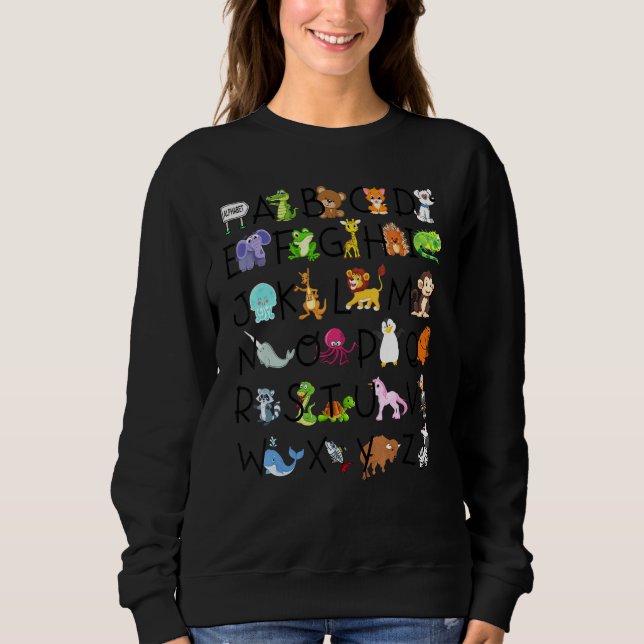 Sudadera Alphabet Animals ABCs Aprender Tee Kids Begin Lear (Anverso)