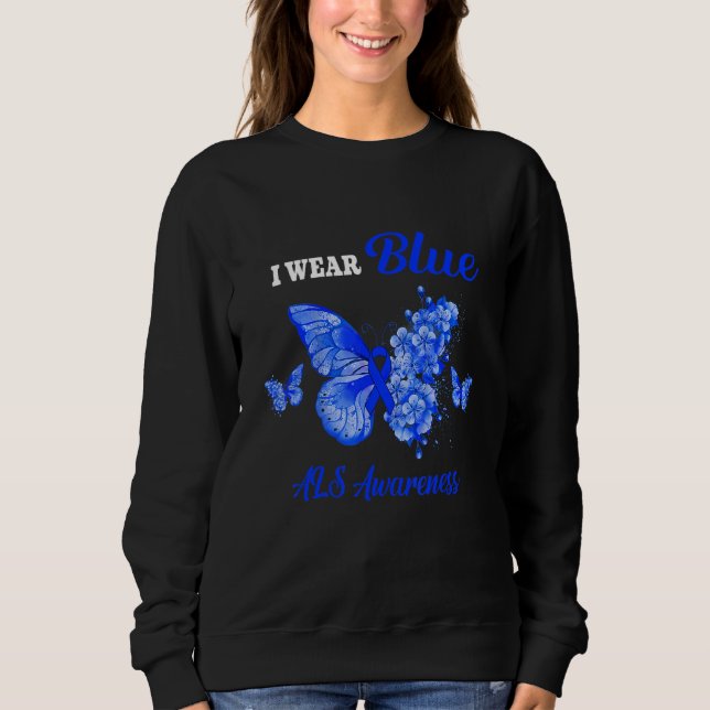 Sudadera Als Awareness Yo Uso Mariposa Azul (Anverso)