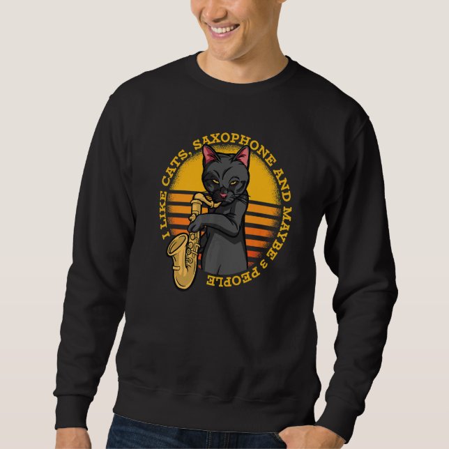 Sudadera Alto saxophone player cat windwood musicians (Anverso)