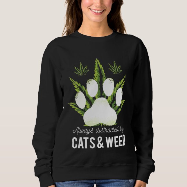 Sudadera Always Distracted By Cats & Weed (Anverso)