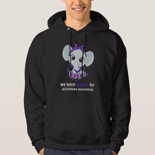Sudadera Alzheimer's Awareness Elephant Purple Flower Warri (Anverso)