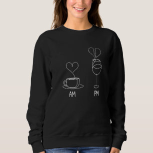 Sudadera AM Café PM Vino Café Vino Bebedor de Cafeína Blanc