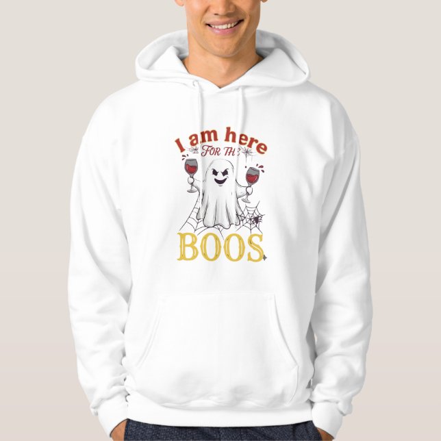 Sudadera Am Here Boos Halloween Fantasma Copas de Vino Arañ (Anverso)