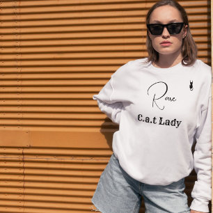 Sudadera Ama de Mascota Personalizada Script Gato Blanco y 