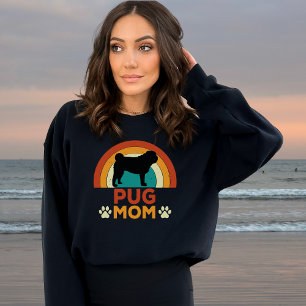Sudadera Amanecer de mamá de perro de pug de vintage