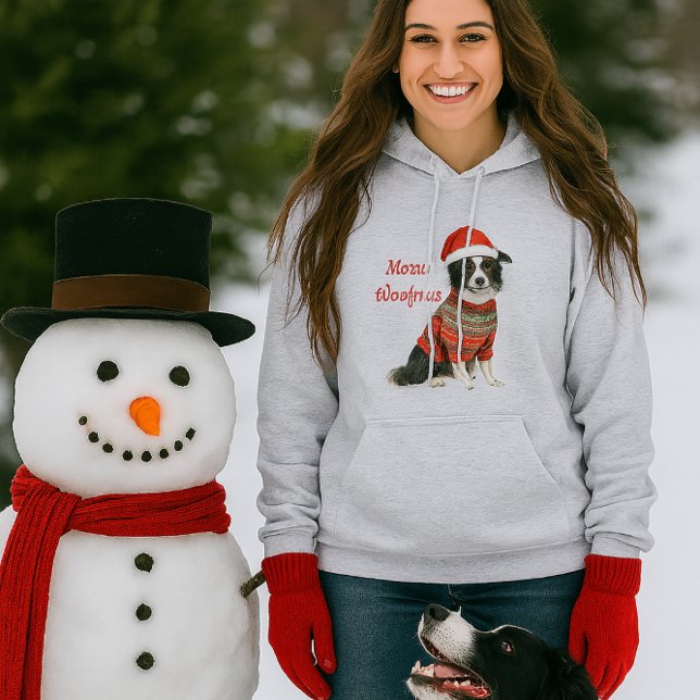 Sudadera Amante de Border Collie en Navidad  (Merry Woofmas Border Collie Hoodie)