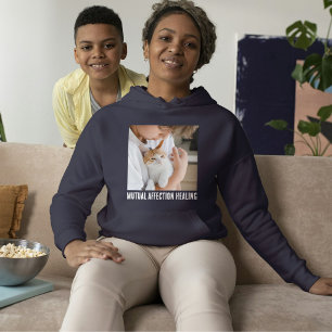 Sudadera Amante de Gatos Azul Marino Blanco Foto de Mascota