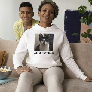 Sudadera Amante de gatos elegante foto de mascota en blanco