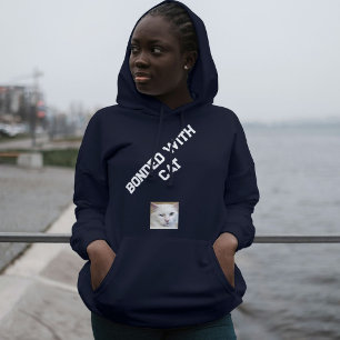 Sudadera Amante de Gatos Personalizado Azul Marino Blanco C
